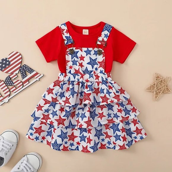 4th of July Baby Romper Set: Patriotic Ruffle Outfit main image 1
